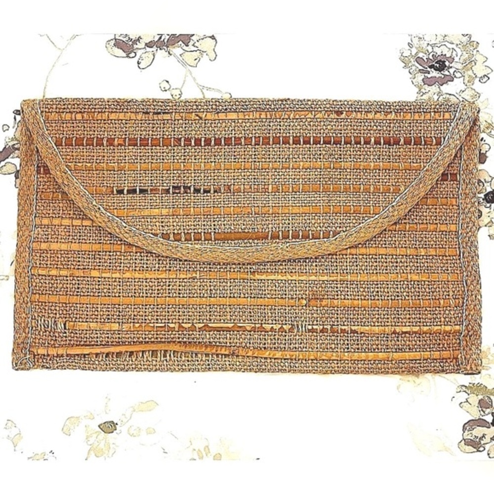 Vintage Woven Straw Envelope  Bag.  Vintage Saks Fifth Avenue Envelope Clutch!